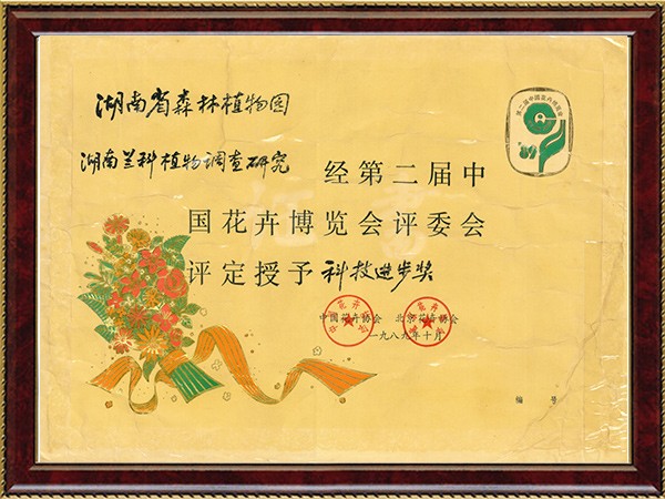 第二届中国花卉博览会科技前进奖---1989.10